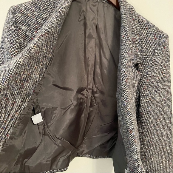 VTG Cropped Black Tweed Blazer 100% Wool Size 8 Lined Button Preppy Old Money - Picture 5 of 7